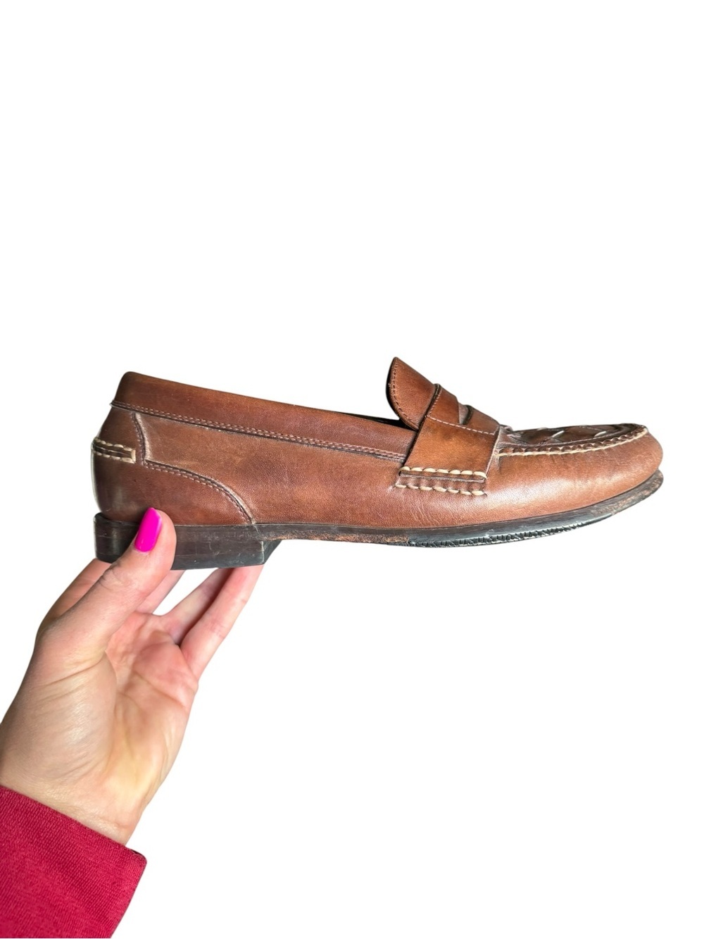 Bert Pulitzer Men’s 8 Brown Woven Leather Penny Loafers Preppy Quiet Luxuryu